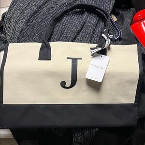 TOPDesign Black and Cream Tote Bag